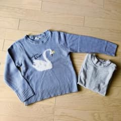 a.v.v　キッズ　セーター　ニット　水色　スワン刺繍　120cm