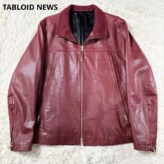 本革 TABLOID NEWS 山羊革 ゴートレザー シングルライダース 赤 - メルカリ