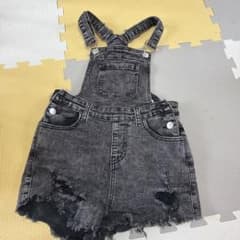 ケミカルウォッシュ デニム オーバーオール ショートパンツのサムネイル