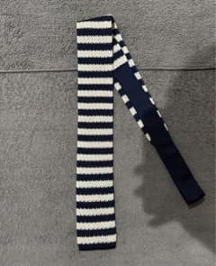 新品未使用】 Marinella ニットタイ ネイビー ホワイト ボーダー