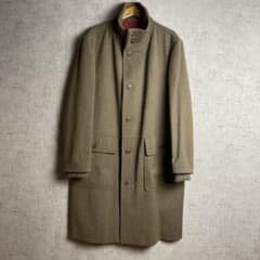 Salvatore Ferragamo ウール ロングコート 襟ニット 裏シルク