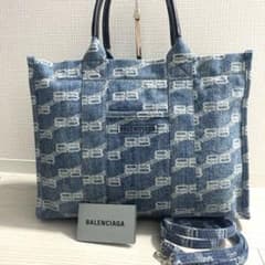 ✨未使用品✨BALENCIAGA ハードウェア 2wayハンド デニム BB総柄 