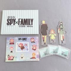 Spy Family merchandise bundle: acrylic standees, stickers, postcards.