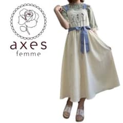 axes femme リボンフラワー刺繍ジャンスカ　ワンピース　ガーリー　美品のサムネイル