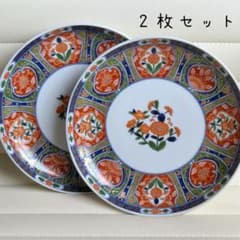 有田焼 南山窯 金彩古伊万里 中皿 2枚セット 和皿 色絵 平皿 花柄 和柄