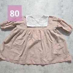 mamaraku ママラク ワンピース 80 くすみピンク 刺繍襟 長袖のサムネイル