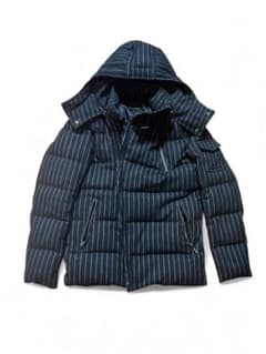 最終値価]ネイビー ストライプ フード付きダウンジャケット定価(40000