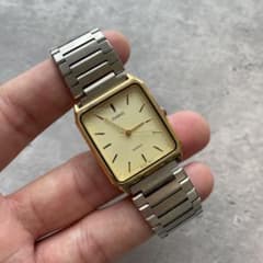 稼働品】電池新品 CASIO クォーツ スクエア ゴールド文字盤 MQ-313 