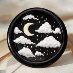 シーリングスタンプヘッド 雲間の月 25mm 星 夜空 3D 新品のサムネイル