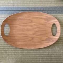 木目調オーバルトレイ 取っ手付きオーバル型　すべりにくい　木製トレー　ナチュラルのサムネイル