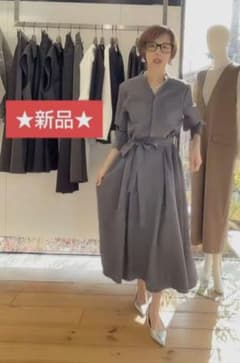 新品　ピアッチェーレ　ワンピース　グレー　M イシカワラボ 新品☆イシカワラボ☆ヒトミオリジナルワンピース シャツワンピース