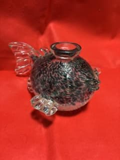 亀井ガラス ふぐ 花瓶 ガラス工芸 CT5002BL 1985年頃 レトロ レア 亀井ガラス ふぐ 花瓶 ガラス工芸 CT5002BL 1985年頃 レトロ