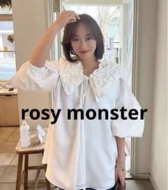 rosy monster クリームフリルブラウス　ブラック rosy monster スタンディングフリルカラーブラウス - メルカリ