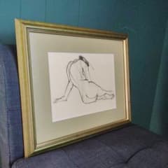 裸婦人物デッサン 額装済み 鉛筆画48.5x40.5cm - メルカリ