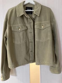 ZARA デニムジャケット カーキグリーン Lのサムネイル