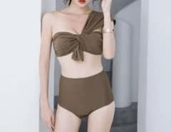 【新品・未使用】ワンショルダー　水着　茶のサムネイル