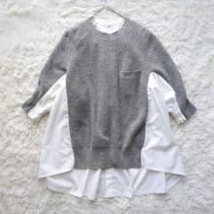 20AW sacai 異素材 ドッキング ニット シャツ プルオーバー 2 - メルカリ