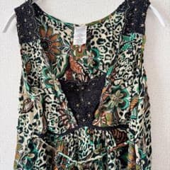 クロシェ編み ティアードワンピース XL 総柄 アニマル 花柄 ボタニカル XL