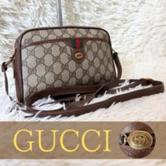美品 グッチ シェリーライン GG キャンバス レザー ショルダーバッグ