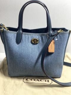 未使用に近い COACH デニムポリッシュド ペブル レザーウィロウ 2way 