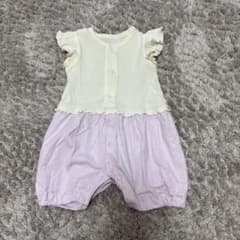 GU ベビー ロンパース 70cm ホワイト×ライトパープル