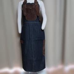 ネペンテス hoggs スエードパッチ デニム ロングジャンバースカート 
