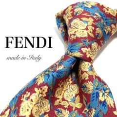 ☆【極美品】 FENDI 花柄 ネクタイ レッド 派手 オシャレ 綺麗め 