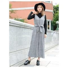 最終値下げ！新品♡パンプキン♡グレンチェックサロペット♡のサムネイル