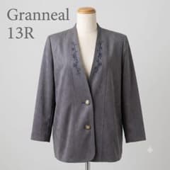 美品 Granneal ヴィンテージ風 チューリップ柄 ノーカラー ジャケットのサムネイル