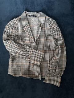 ZARA チェック柄 テーラードジャケット - メルカリ