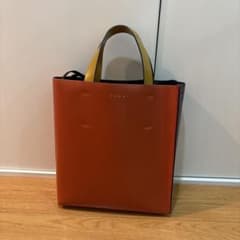 MARNI ミュゼオ レザー 2WAY ハンドバッグ 本革 オレンジ - メルカリ