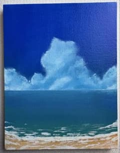 アクリル絵画 海 風景画 ニス仕上げ アクリル画 - メルカリ