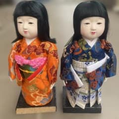レトロ市松人形 男の子女の子2体セット 日本人形 - メルカリ