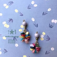 No.75 ハンドメイド　イヤリング　カラフル　子供用のサムネイル