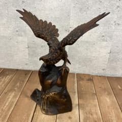 昭和レトロ 金属工芸 鉄製 アイアン 岩鷹 タカ 鳥 インテリア オブジェ