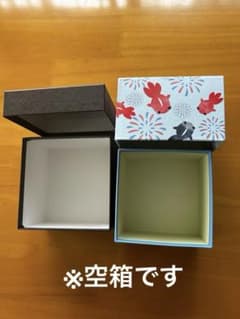 ギフトボックス 2種セット 空箱 金魚 花火 ダークブラウン無地 正方形のサムネイル