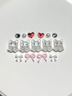 Nail art parts: Hanamaru ghost, ribbon, heart