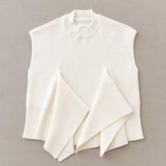 極美品✨AKIRANAKA ドレープパネルリブニット サマーニット ホワイト