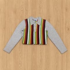 FILA ストライプ ポロシャツ ニット 長袖 クロップド丈のサムネイル