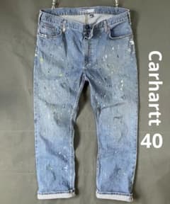 쿠스미 ​​× 페인트 분위기 양호 W40 Carhartt 자동차 하트 데님 팬츠