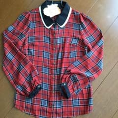 あちゃん様専用アラマンダ シフォン 赤のチェックシャツのサムネイル