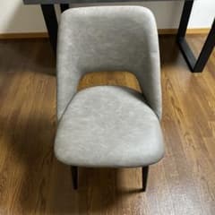 北欧風 ダイニングチェア 1脚 グレー PUレザー ブラック脚のサムネイル