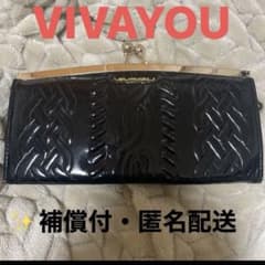 VIVAYOU 黒 長財布 フラワープリントのサムネイル