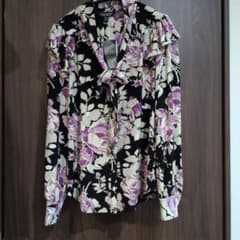 ラルフローレン 新品未使用 タグ付 花 ボウタイ ブラウス 黒 入学式 