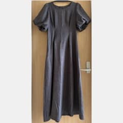 ダークグレー パフスリーブ ロングワンピースのサムネイル