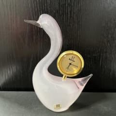マルティグラス Multi Glass ガラス工芸 置物 時計 鳥 白鳥 - メルカリ