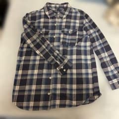 FOREVER 21 チェック柄 長袖シャツ ネイビー Mのサムネイル