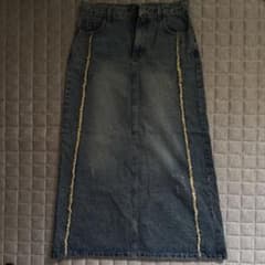 WOOALONG デニムロングスカート カットオフデザインのサムネイル