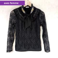【美品】axes femme 長袖カットソー レース ビジュー付きのサムネイル