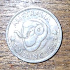 ヒ*ロ様 オーストラリア1シリング銀貨1943 銀品位925のサムネイル